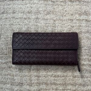 Bottega Veneta Dark Brown Woven Wallet